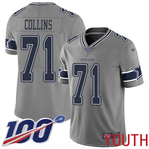 Youth Dallas Cowboys Limited Gray La el Collins 71 100th Season Inverted Legend NFL Jersey